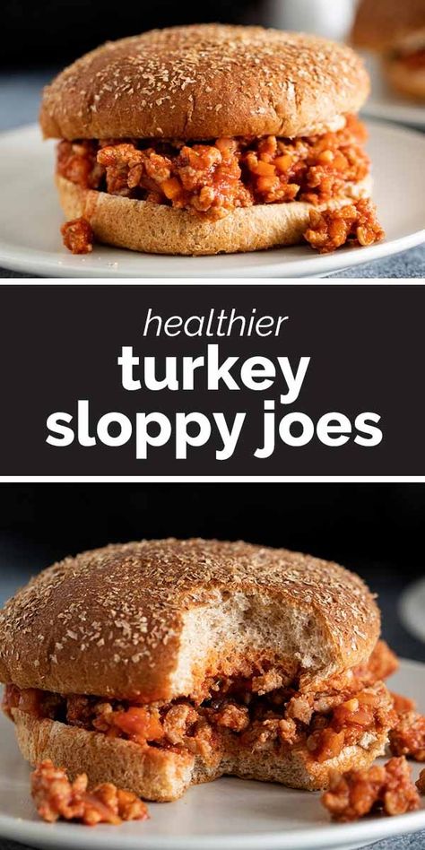 Made with ground turkey and filled with extra veggies, these Turkey Sloppy Joes are a healthier alternative to your typical sloppy joes. You won’t miss the extra calories with this flavor-packed, easy dinner. #recipe #sloppyjoe #turkey #healthy Dinner Ideas Meat, Ground Turkey Instant Pot, Easy Pasta Dinner Ideas, Turkey Instant Pot, Ground Turkey Sloppy Joes, Turkey Sloppy Joes Recipe, Best Ground Turkey Recipes, Healthy Sloppy Joes, Ground Turkey Chili