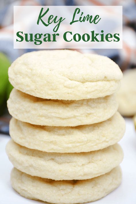 Key Lime Sugar Cookies have a perfect balance of sweet and tart! These cookies are made with fresh lime juice and zest. Key Lime Crumble Cookie Copycat Recipe, Key Lime Sandwich Cookies, Key Lime Sugar Cookies, Recipes With Key Lime Juice, Key Lime Cookies Easy, Keylime Cookie Recipe, Key Lime Juice Recipes, Key Lime Cookies Recipe, Lime Cookies Recipes