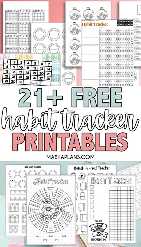 Habit Planner Free Printable, Journal Tracker Ideas Printable, Free Printable Habit Tracker Circle, Editable Habit Tracker Printable Free, Life Tracker Free Printables, Good Notes Habit Tracker, Printable Stuff For Journal, Printable Art Journal Images, How To Make A Habit Tracker