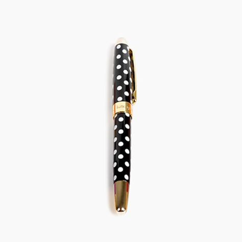 Kate spade new york ballpoint pen black dots silo Kate Spade Office Inspiration, Unique Office Supplies, Kate Spade Office, Crystal Pen, Pretty Pens, Oprahs Favorite Things, Pencil Cup, Crystal Figurines, Pointed Pen