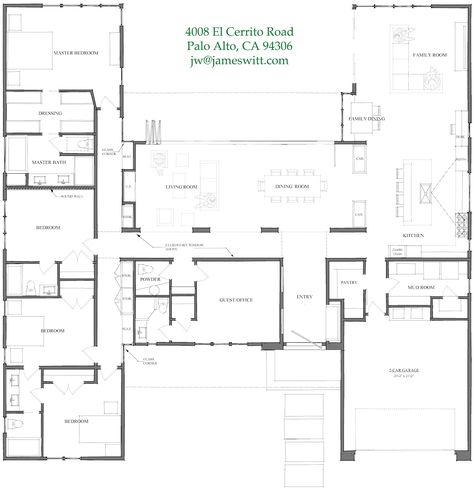 U Shaped House Plans, U Shaped Houses, 5 Bedroom House Plans, House Plans With Pictures, House Plans One Story, 4 Bedroom House Plans, Casa Country, Bedroom Floor Plans, Modern Bungalow