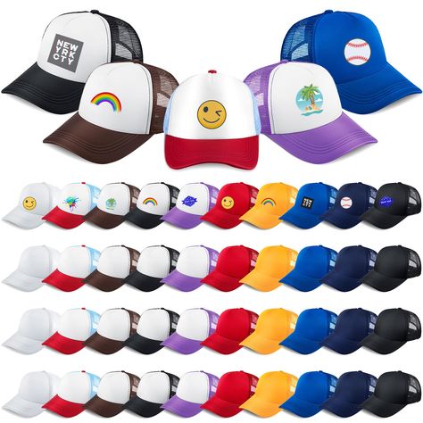 PRICES MAY VARY. Sufficient Number: you can get 40 packs of sublimation hats in the package, sufficient in number to meet your various needs for wearing and replacement, and you can also share them with your friends DIY Baseball Caps: the front of the trucker hats is made of sponge, which allows you to DIY photos, texts, pictures on the blank space by heat transferring, screen printing, painting, writing, embroidery and so on; It's recommended to heat transfer in the temperature of 140 degrees C Writing Embroidery, Printing Painting, Painting Writing, Plain Baseball Caps, Blank Hats, Friends Diy, Mesh Hat, Sublimation Blanks, Diy Photo