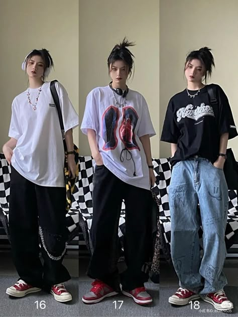 Baggy Clothes Poses, Korean Tomboy Style Outfit, Tomboy Streetwear, Cute Tomboy, Cute Tomboy Outfits, Boyish Outfits, Estilo Tomboy, Mode Ulzzang, Boyish Style