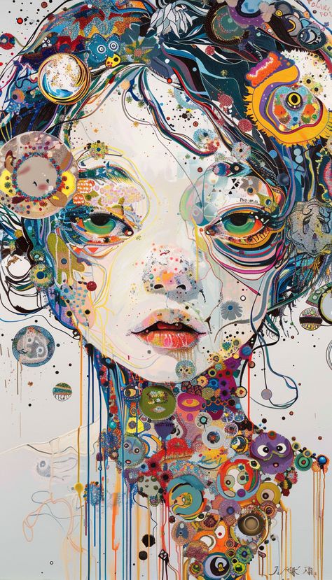 Painting of a Woman by Takashi Murakami Wallpaper Takashi Murakami, Takeshi Murakami Art, Woman Facing Forward, Takeshi Murakami, Takashi Murakami Art, Art Blending, Inspirational Digital Art, Art Test, Painting Of A Woman