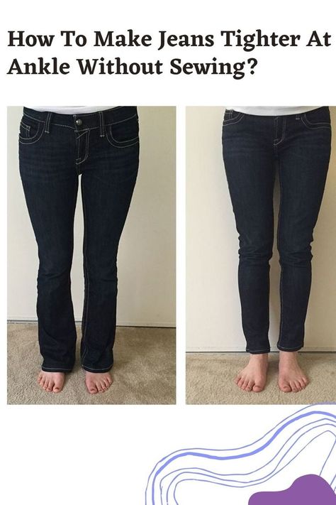 make jeans tigher at ankle without sewing Sewing Hacks Jeans, Fix Ripped Jeans, How To Make Jeans, Old Jeans, Sewing Hacks, Ripped Jeans, Jeans Fit, Too Much, Tights