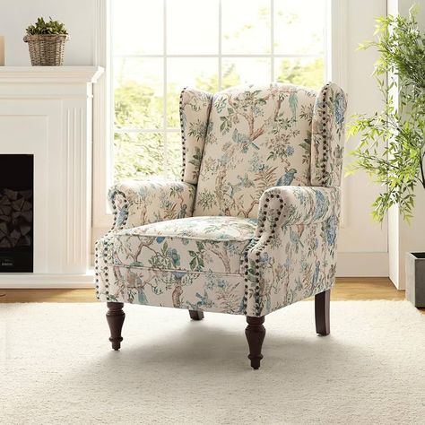 Amazon.com: HULALA HOME Wingback Accent Chairs Set of 2 with Floral Pattern Design, Traditional Fabric Armchairs with Nailhead Trim & Wooden Legs, Comfy Upholstered Sofa Chairs for Living Room Bedroom, Mustard : Home & Kitchen Wingback Accent Chair, Traditional Armchairs, Accent Chair Set, Room Ambiance, Floral Pattern Design, Fabric Armchairs, Traditional Fabric, Upholstered Arm Chair, Transitional Decor