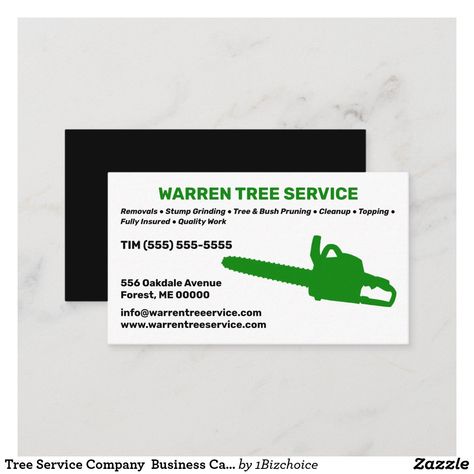 Tree Service Company Business Card Tree Service Business Cards, Company Business Cards, Service Business, Tree Cutting, Tree Service, Tree Trimming, Services Business, Landscape Trees, Business Names