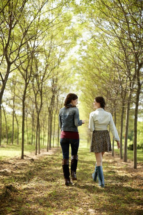 Man Woman Walking Together, Walking And Talking Pose, Friends Walking Reference, Two People Walking Together, Person Walking Reference, Friends Walking Together, People At The Park, Walk In Woods, Walking Reference