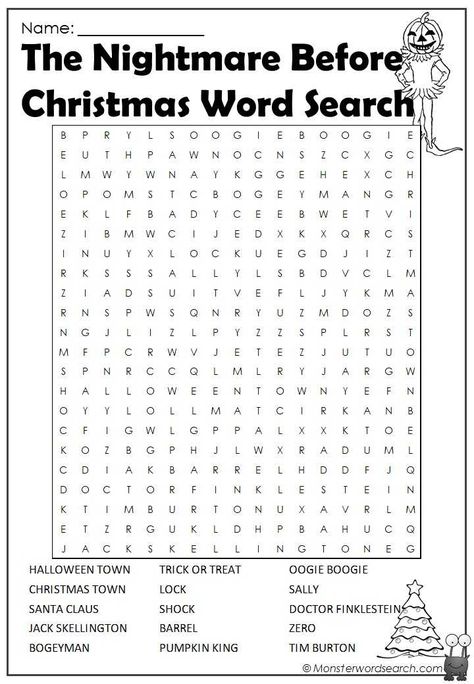 nice The Nightmare Before Christmas Word Search Disney Word Search Free Printable, Nightmare Before Christmas Party Games, Nightmare Before Christmas Activities, Nightmare Before Christmas Printables, December Word Search, Halloween Esl, Nightmare Before Christmas Games, Holiday Word Search, Halloween Word Search