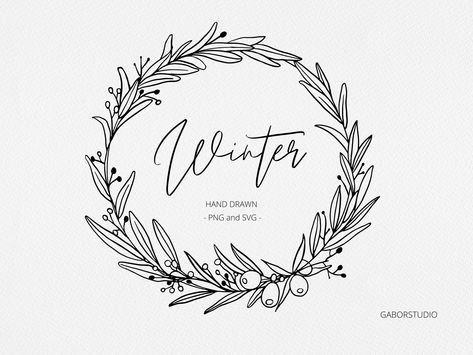 Christmas Wreath Clipart, Svg Wreath, Wreath Printable, Crown Drawing, Hand Drawn Christmas, Winter Berry, Wreath Svg, Wreath Drawing, Artist Journal