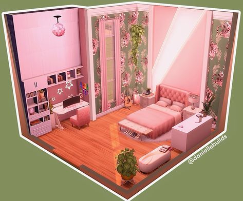 new bedroom I built in the sims 4 🪴 It’s on the gallery (no cc) EA ID: daniellebuilds ✨ #thesims4 #thesims #daniellebuilds Sims Teen Room, Sims 4 Bedroom No Cc, Sims 4 Bedroom Ideas No Cc, Teen Bedroom Sims 4, Sims 4 Room Ideas Bedrooms, Sims Bedroom Ideas, Bratz Bedroom, Sims 4 Teen Bedroom, Toddler Room Ideas Girl