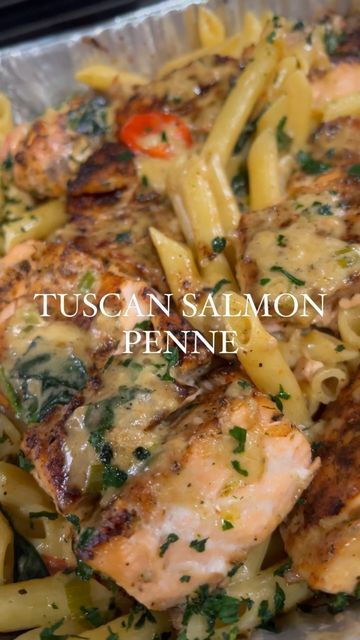 Tuscan Salmon Penne Pasta, Tuscan Salmon Pasta Recipe, Tuscan Salmon Penne, Salmon Pasta Recipes Creamy, Tuscan Salmon Pasta, Salmon Linguine, Tuscan Salmon, Salmon Pasta Recipes, Tuscan Pasta