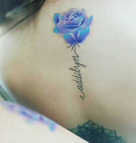 Mother Son Rose Tattoo, Baby Name Tattoo Ideas, Tattoo Ideas For Parents, Rose Tattoo With Name, Symbol For Family Tattoo, Baby Name Tattoos, Kid Name Tattoo, Name Tattoo Ideas