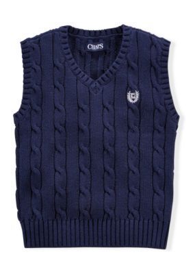 Toddler School Uniforms, Boys Knit Sweaters, Cable Knit Sweater Vest, Baby Dress Pattern, Baby Sweater Knitting Pattern, Boys Knits, Knit Sweater Vest, Cotton Jumper