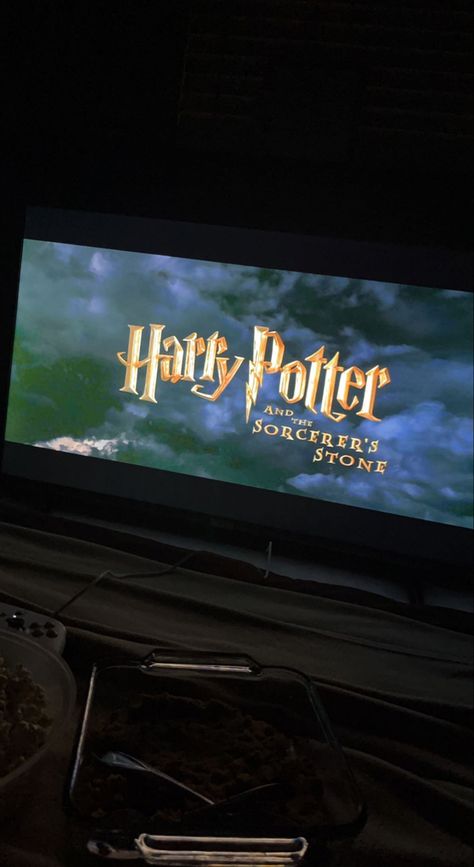 Movie Marathon Aesthetic, Marathon Aesthetic, Aesthetic With Friends, Harry Potter Movie Night, Hp Movies, Harry Potter Movie, Summer Night Photos, The Sorcerer's Stone, Harry Potter Room