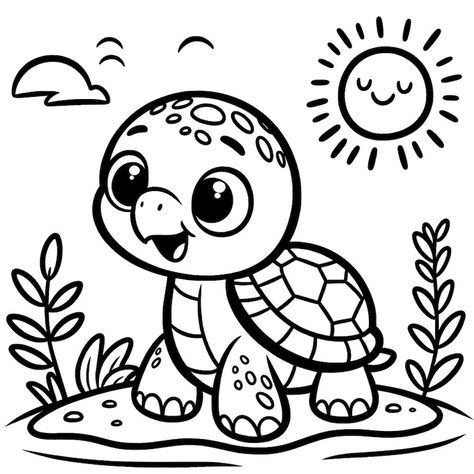 5 Turtle Coloring Page, Animal Coloring Page, Cut Kids Turtle Coloring Page, Kids Coloring Page - Etsy Turtle Colouring, Pics To Color, Cute Animal Coloring Pages, Kid Coloring Pages, Turtle Coloring, Kids Printable Coloring Pages, Turtle Coloring Pages, Easy Disney Drawings, Free Kids Coloring Pages