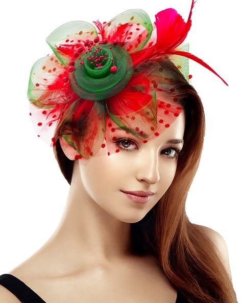 PRICES MAY VARY. 【Fascinator for Women】You can keep a large feather fascinator like this for special occasions like summer wedding season or going to the Horse Race 【Tea Party Headband】 The fascinator is a particularly ornate hair accessory that can feature feathers, beads, flowers and other fancy trimmings.This fascinator headband makes you more stylish. Easy to wear on or take if off from your hair and makes you look more beautiful. 【2-in-1 Use】The fascinator is detachable into 2-part (a fasci Christmas Headbands Women, Christmas Fascinator, Women Tea Party, Fascinator Hats Diy, Green Xmas, Large Feathers, Feather Fascinator, Feather Hair Clips, Party Headband