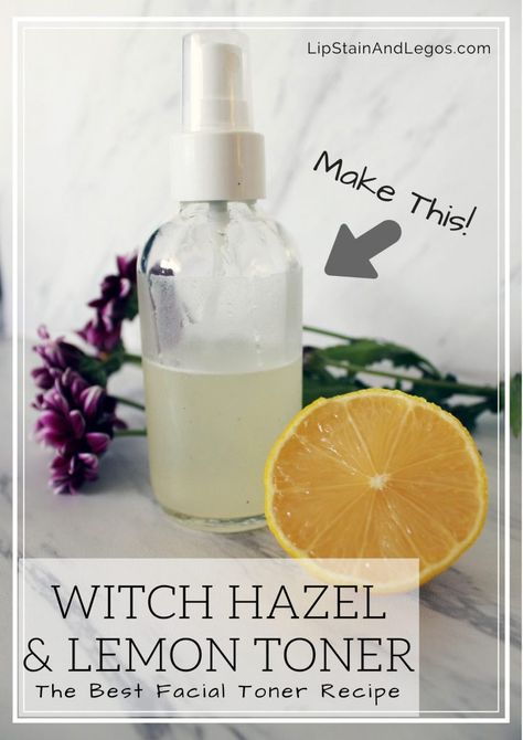 Make your own DIY Facial Toner with Witch Hazel and Fresh Lemon Juice with this easy beauty recipe Diy Witch Hazel, Facial Toner Recipe, Toner Diy, Best Facial Toner, Lemon Toner, Diy Witch, Lemon Skin, Oil Cleansing, Skin Wrinkles