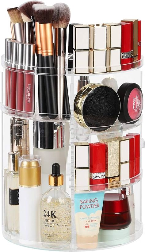 Amazon.com: Syntus 360 Rotating Makeup Organizer, Adjustable Bathroom Makeup Spinning Storage Holder, Large Capacity Carousel Cosmetics Display Cases for Vanity, Skincare, Countertop Organization, Clear : Beauty & Personal Care Makeup Carousel, Makeup Organizer Diy, Vanity Skincare, Rotating Makeup Organizer, Vanity Shelf, Bathroom Makeup, Modern Bathroom Accessories, Vanity Shelves, Makeup Organization Diy