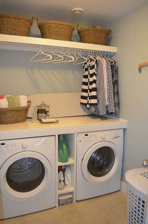 52 Trend Small Laundry Room Design Ideas that you Can Try ~ Matchness.com Diy Laundry Room Storage, Elegant Laundry Room, Laundry Room Organization Storage, Laundry Room Storage Shelves, Small Laundry Room Organization, Room Storage Diy, Basement Laundry Room, Basement Laundry, Laundry Room Layouts