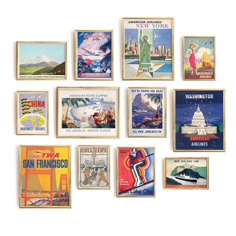 PRICES MAY VARY. 🖼️ [READY TO BE FRAMED]: This set includes 12 stunning vintage travel posters, with sizes ranging from 8"x10" to 5"x7". They're all set to be framed and added to your curated gallery wall. 🏡 [ELEVATE HOME SPACE]: Infuse your space with the charm of vintage aesthetics. These travel posters are not just decorations, they're a journey back in time, adding character to any room. 🎨 [HIGH QUALITY ART WORK]: Crafted with care, each poster is a work of art in its own right. The vivid Vintage Eclectic Art Prints, Gallery Wall Apartment, Wall Decor Maximalist, Floral Wall Art Painting, Vintage Home Decor Eclectic, Eclectic Art Prints, Maximalist Wall Decor, Comfy Space, Brick Room