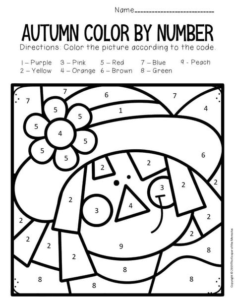 Fall Color By Number, Fall Preschool Worksheets, Number Recognition Worksheets, Fall Coloring Sheets, Easy Math Activities, Fall Worksheets, Numbers Worksheets, Kindergarten Coloring Pages, Alfabet Letters