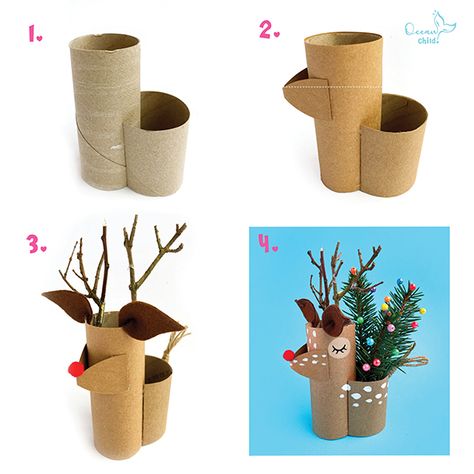 Kunst For Barn, Xmas Crafts Kids, Toilet Paper Roll Craft, Juleverksted For Barn, Jul Diy, Roll Craft, Diy Jul, Reindeer Craft, Toilet Paper Crafts