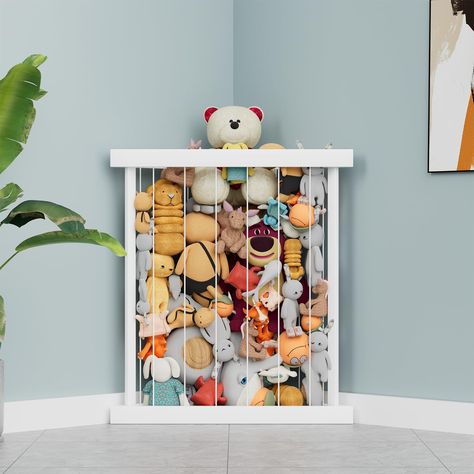 PRICES MAY VARY. Large Capacity & Space Saving: Our Corner Stuffed Animal Storage Zoo is designed to efficiently store and organize your child's plush toys. With dimensions of 19.2"D x 27.2" W x 30"H, it offers ample space to accommodate both small dolls and large stuffed animals. Say goodbye to the endless teddy mountain and hello to a tidy kids' room. Natural Pine Wood: Crafted from high-quality natural pine wood, our Stuffed Animal Holder not only provides a sturdy and durable storage solutio Tiny Toy Room, Baby Toy Storage Living Room, Disney Theme Playroom, Nursery Organization Ideas Small Spaces, Kids Playroom Storage Ideas, Kid Room Storage, Corner Stuffed Animal Storage, Toy Storage For Small Spaces, Toy Storage For Living Room