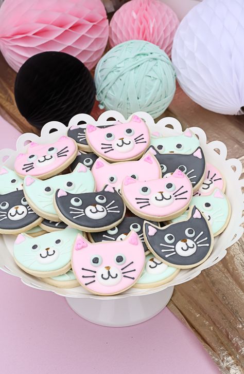 Throw the best kitty cat birthday with these 30 Cute Cat Birthday Party Ideas. Get fun ideas for cakes, desserts, decorations and more! Kitty Cat Birthday Party, Kitten Birthday Party, Cat Themed Parties, Cat Themed Birthday Party, Kitten Party, Kitten Birthday, Cute Birthday Ideas, Cat Cookies, Cat Birthday Party