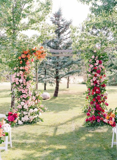 Whimsical Wedding Arch, Fuchsia Wedding Colors, Colorful Wedding Florals, Fuchsia Wedding, Wedding Color Combos, Wedding Arches, Florals Wedding, Tent Reception, Wedding Color Inspiration