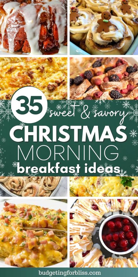 Start your Christmas morning with these sweet and savory breakfast ideas. These easy-to-make breakfast recipes are perfect for a family brunch or cozy Christmas morning at home. Enjoy a more relaxing holiday with these simple and hearty Christmas morning breakfasts. Find easy casserole ideas that you can make-ahead of time as well as cinnamon rolls, French toast bakes and more. Work Christmas Breakfast Ideas, Christmas Bake Breakfast, Baby Christmas Breakfast, Christmas Breakfast Snack Ideas, Last Minute Christmas Breakfast, Christmas Breakfast Ideas Make Ahead Cinnamon Rolls, Santa Breakfast Ideas, Christmas Fun Breakfast Food, Morning Christmas Breakfast