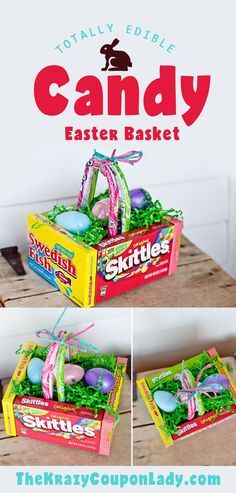 Edible Easter Basket, Unique Easter Baskets, Easter Baskets To Make, Candy Easter Basket, Diy Edible, Easter Egg Basket, Easter Goodies, Diy Ostern, Unique Easter