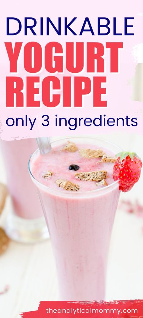 Recipe Using Plain Yogurt, Strawberry Yogurt Drink, Yogurt Smoothies Healthy, Yogurt Drink Recipe, Yogurt Protein Shake, Greek Yogurt Smoothie Recipes, Plain Yogurt Recipes, Plain Greek Yogurt Recipes, Yogurt Recipes Healthy