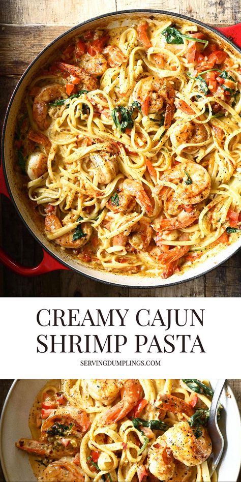 Serving Dumplings, Creamy Cajun Shrimp, Creamy Cajun Shrimp Pasta, Creamy Shrimp Pasta, Cajun Shrimp Pasta, Garlic Shrimp Pasta, Cajun Pasta, Shrimp Recipes For Dinner, Shrimp Recipes Easy