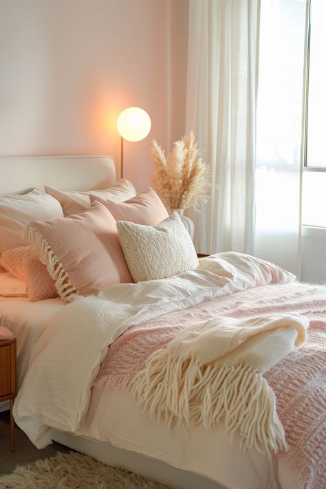 Modern Pink Bedroom, Pink Bedroom Walls, Pink Bedroom Design, College Room Decor, Pink Bedroom Decor, Pink Bedrooms, Bedroom Renovation, Bedroom Decor Design, Modern Bedroom Decor