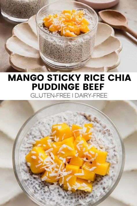 This mango sticky rice chia pudding is the perfect easy dessert! It’s fiber rich, easy to make, and packed with flavor. Freezer Desserts Recipes, Chai Pudding, Gluten Free Dairy Free Breakfast, Coconut Sticky Rice, Matcha Chia Pudding, Unbound Wellness, Cooking Basmati Rice, Pudding Flavors, Mango Pudding