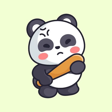 Cute panda is angry and holding a baseba... | Premium Vector #Freepik #vector #panda #panda-logo #panda-bear #animal-mascot Logo Panda, Angry Wallpapers, Angry Panda, Panda Stickers, Panda Logo, Black Roses Wallpaper, Angry Animals, Animal Mascot, Panda Drawing