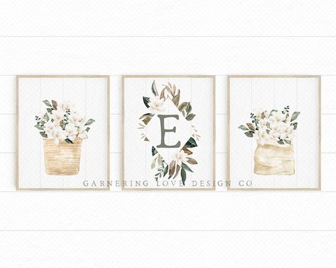 Flower Themed Bedroom, Magnolia Nursery, Purchase Dress, Nursery Rustic, Sunflower Nursery, Magnolia Green, Modern Nursery Art, Neutral Nursery Art, Neutral Farmhouse