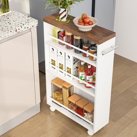 Slim Storage Cart, Rolling Narrow Kitchen Cart on Wheels - N/A - On Sale - Bed Bath & Beyond - 35804400 Slim Storage Cart, Kitchen Carts On Wheels, Slim Storage, Cart On Wheels, Laundry Cart, Rolling Storage Cart, Narrow Kitchen, Getting Rid Of Clutter, Rolling Storage