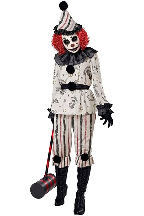 Halloween Adult Creeper Clown Costume Dark Clown Costume, Goth Clowncore, Dark Clowncore, Evil Clown Costume, Scary Clown Costume, Iron Mask, Soirée Halloween, Clown Hat, Clown Horror