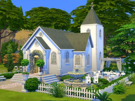 Sims 4 Wedding Venue Indoor, Sims 4 Wedding Chapel, Sims 4 Church Build, Sims 4 Lots, Sims Wedding, Hi Its Me, Sims 4 Restaurant, Sims 4 Cottage, Lotes The Sims 4