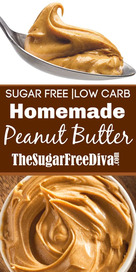 How to Make Homemade Sugar Free Peanut Butter, a low carb keto friendly sugar free recipe for peanut butter Sugar Free Cookie Recipes, Sugar Free Recipe, Bariatric Meals, Healthier Sweets, Sugar Free Peanut Butter, Sugar Free Baking, Sugar Free Recipes Desserts, Healthy Low Calorie Meals, Healthy Dog Treats Homemade