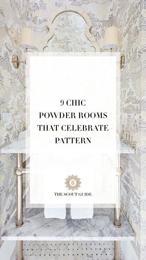 Sometimes, the smallest spaces offer the biggest opportunities to make a statement. After all, why not take a risk in a room that’s just a few square feet wide? Here, we’ve rounded up 9 powder rooms that prove that when it comes to making a splash, they’re the perfect places to take the plunge with pattern. With their bold prints and unexpected pops of color, these little rooms will leave a lasting impression. Wallpaper Powder Room Small Luxe, Spa Powder Room Ideas, Statement Powder Room, Wallpaper For Powder Room, Powder Room Inspiration, Dramatic Powder Room, Chic Powder Room, Wallpaper Powder Room, Powder Room Remodel