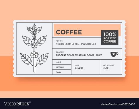 Vintage Label Design, Coffee Labels, Logo Design Coffee, Coffee Bag Design, Tea Labels, Tea Packaging Design, Coffee Label, Coffee Vintage, Coffee Vector