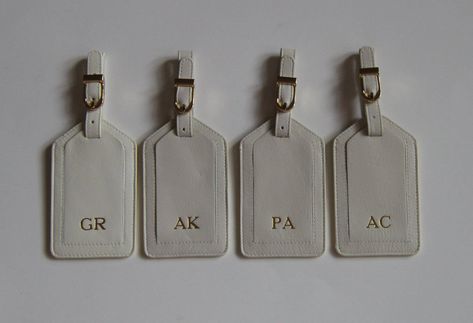 Genuine Leather Monogrammed Luggage Tags Smooth leather luggage tag I.D. card under flap to enter personal information Dimensions: 4 x 2.75 x .25 in. RFID These luggage tags have a Radio Frequency Blocking Lining and your personal information can not be stolen using Scanners. Protect your identity. Great for traveling. These tags are entirely shielded individually, locking your personal information safely inside. The lining inside the tag blocks radio waves and thereby prevent thieves from acces Destination Wedding Bridesmaid Gifts, Monogrammed Luggage, Luggage Tags Wedding, Destination Wedding Gifts, Monogram Luggage, Personalized Luggage, Travel Luggage Tag, Custom Luggage Tags, Leather Luggage Tags