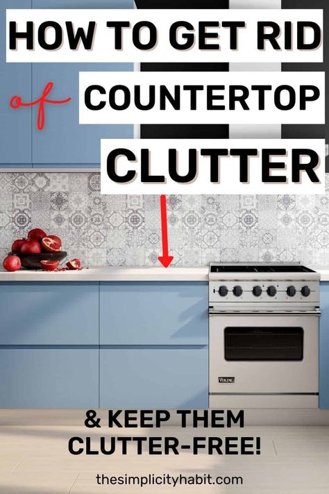 Tired of clutter collecting on your countertops? Read on for decluttering tips on how to reclaim more counter space and how to keep your counters clutter-free. You'll enjoy using your kitchen so much more! Get the free decluttering worksheet to help you start decluttering your home. #clutter #counter #declutter Clutter Free Kitchen Countertops, Declutter Kitchen Countertops, Counter Organization Ideas, Kitchen Counter Organization Ideas, Counter Clutter, Tidy House, Clutter Free Kitchen, Kitchen Counter Organization, Declutter Kitchen