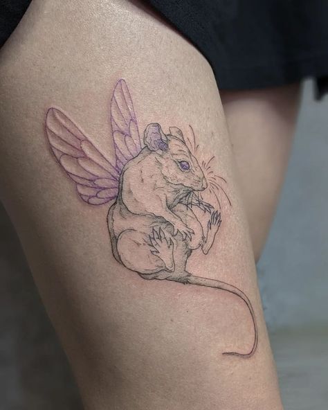 Rat With Wings Tattoo, Rat Memorial Tattoo, Small Rat Tattoo, Rat With Wings, Rat Tattoo Design, Rat Tattoo, Dragon Tattoo Art, Saved Tattoo, Wing Tattoo Designs