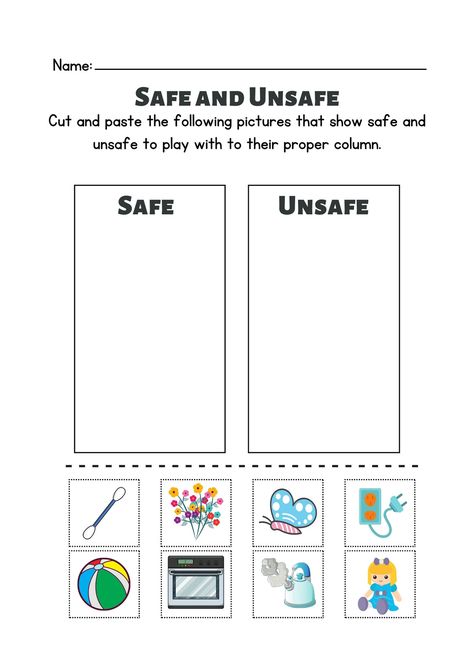 People Who Keep Us Safe Preschool, Safe And Unsafe Worksheets, Safety At Home For Kids Worksheets, Safety Activities For Kindergarten, Safety Activities For Kids, Aba Activities, People Who Help Us, English Worksheet, School Safety