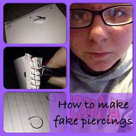 How to make fake piercings that don't actually go through skin Diy Nose Rings, Fake Ear Piercings, Ear Cuff Diy, Fake Nose Rings, Bff Tattoos, Fake Nose, Fake Jewelry, Emerald Earrings Studs, Cosplay Tutorial