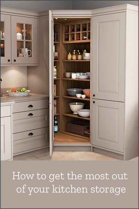 Corner Kitchen Pantry, Kitchen Pantry Cabinet, Kitchen Larder, Corner Pantry, Kitchen Storage Ideas, Open Plan Kitchen Living Room, Kitchen Pantry Design, Kitchen Pantry Cabinets, Kitchen Design Plans